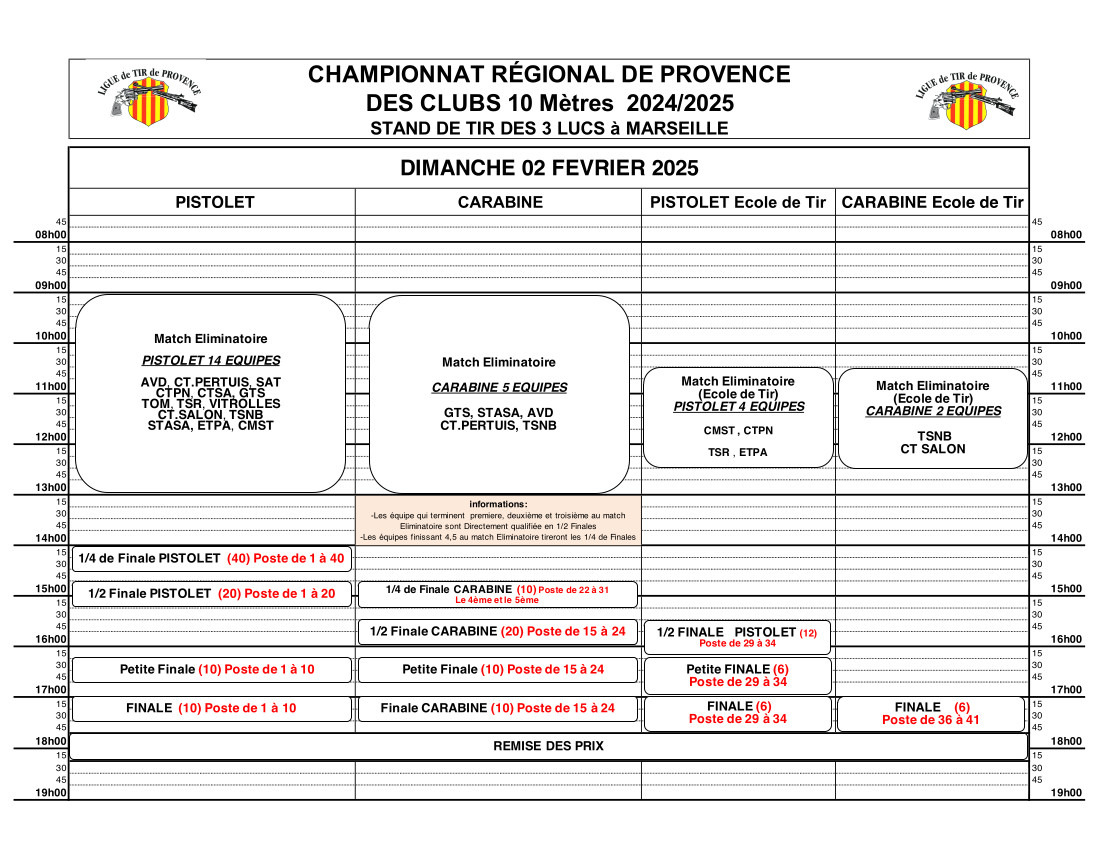 Plan de tir départementaux clubs