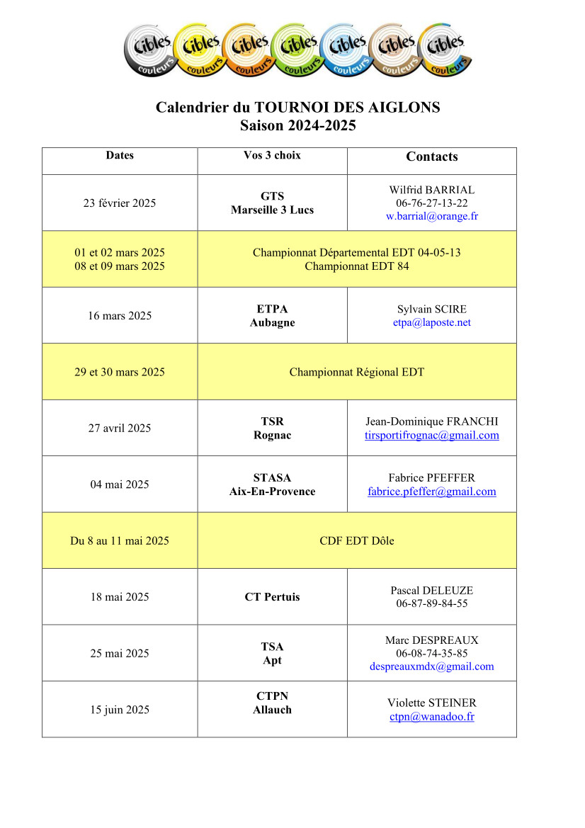 Calendrier 2025